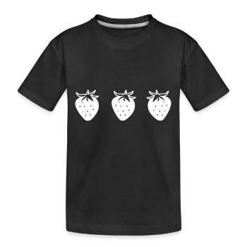 Erdbeeren Minimal Früchte - Kinder Premium Bio T-Shirt - Schwarz - Vorne