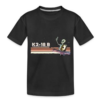 K2-18B - Funny Alien takes selfie w. Webb - Kids' Premium Organic T-Shirt - black - Front