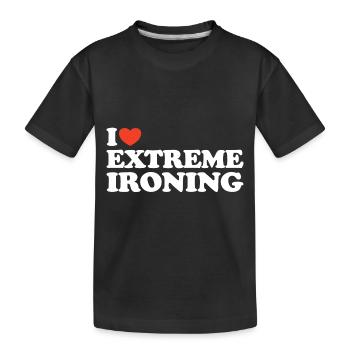 I love Extreme Ironing Heart Shirt - Kids' Premium Organic T-Shirt - black - Front