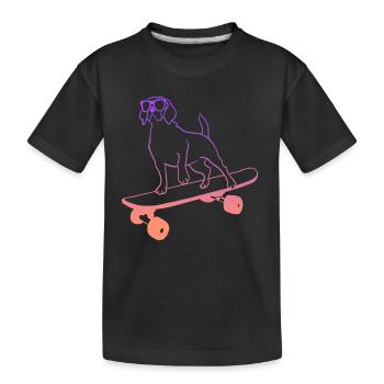 Skateboard Skaten Hund mit Skateboarder - Kinder Premium Bio T-Shirt - Schwarz - Vorne