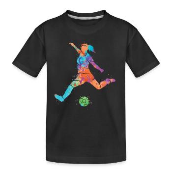 Fußballerin Bunt Fußball Mädchen Fußballspieler - Kinder Premium Bio T-Shirt - Schwarz - Vorne