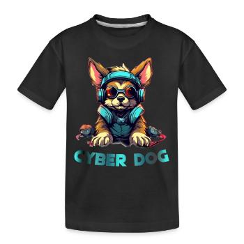 Cyber Dog Design - Kids' Premium Organic T-Shirt - black - Front