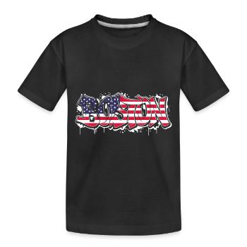 Boston Graffiti-Kunst - Urbaner Stil mit USA Fahne - Kinder Premium Bio T-Shirt - Schwarz - Vorne