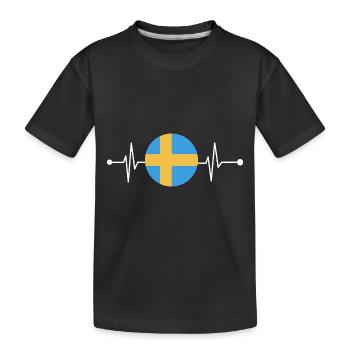 Schweden Schwedisch Herzschlag - Kinder Premium Bio T-Shirt - Schwarz - Vorne