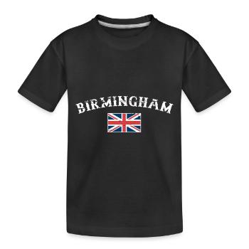 Birmingham Great Britain Vintage British Flag - Kids' Premium Organic T-Shirt - black - Front