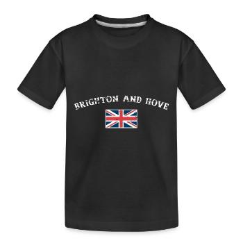Brighton And Hove UK Vintage British Flag - Kids' Premium Organic T-Shirt - black - Front