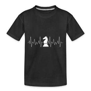 Pièce d’échecs Cheval Joueur d’échecs Heartbeat Chess - T-shirt bio Premium Enfant - noir - Devant