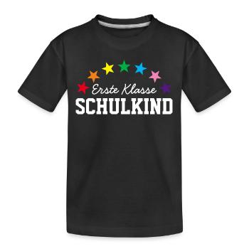 ERSTE KLASSE SCHULKIND 2025 - ERSTER SCHULTAG - Kinder Premium Bio T-Shirt - Schwarz - Vorne