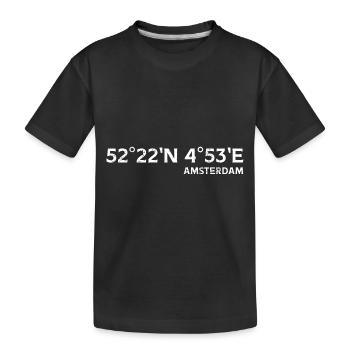 Amsterdam Koordinaten - Kinder Premium Bio T-Shirt - Schwarz - Vorne