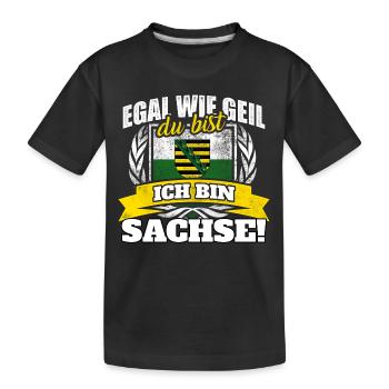 Sachse Sachsen Sächsin Sächsisch Geschenk - Kinder Premium Bio T-Shirt - Schwarz - Vorne