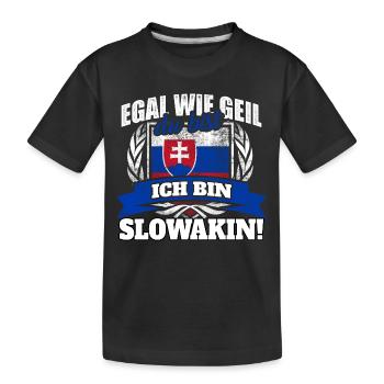 Slowakin Slowakei Slowakisch Slovensko Geschenk - Kinder Premium Bio T-Shirt - Schwarz - Vorne