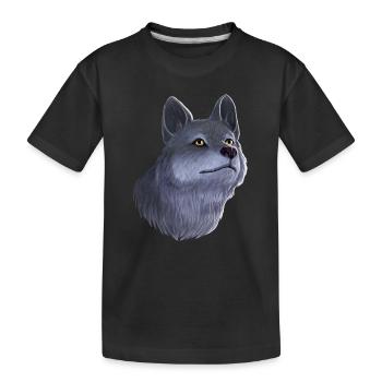 Wolf Porträt - Kinder Premium Bio T-Shirt - Schwarz - Vorne