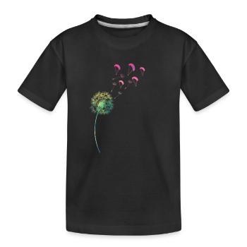 Parapente de pissenlit pissenlit arc-en-ciel - T-shirt bio Premium Enfant - noir - Devant