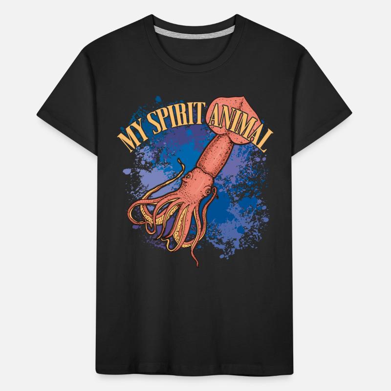 Calmar Calmar géant sur des éclaboussures colorées de couleur T-shirt bio Premium Enfant