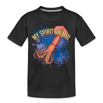 Kalmar Riesenkalmar auf Farbklecksen - Kinder Premium Bio T-Shirt - Schwarz - Vorne