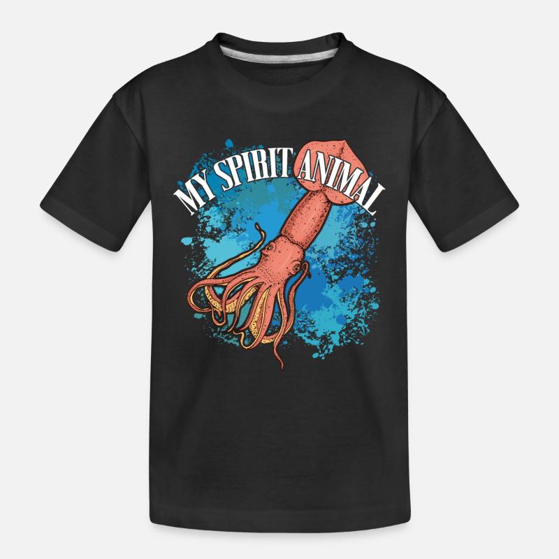 Calmar géant de Kalmar sur des éclaboussures colorées de couleur - T-shirt bio Premium Enfant - noir