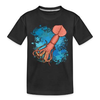 Calmar Calmar géant sur des éclaboussures colorées de couleur - T-shirt bio Premium Enfant - noir - Devant
