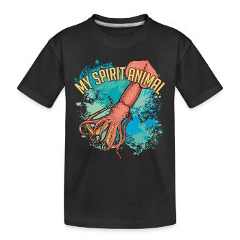 Kalmar giant squid on colorful splashes of color - Kids' Premium Organic T-Shirt - black - Front