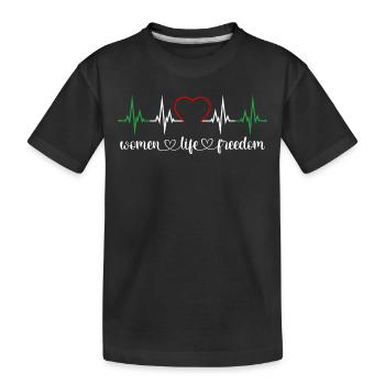 Heartbeat Women Life Freedom Iran Women's Rights - Kids' Premium Organic T-Shirt - black - Front