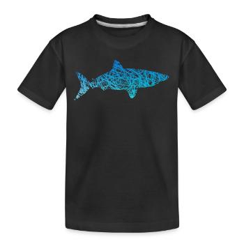 Weisser Hai Kritzelei Farben Haifisch - Kinder Premium Bio T-Shirt - Schwarz - Vorne