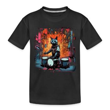 Cat Drummer Music Animal Drums Wild Cat - T-shirt bio Premium Enfant - noir - Devant