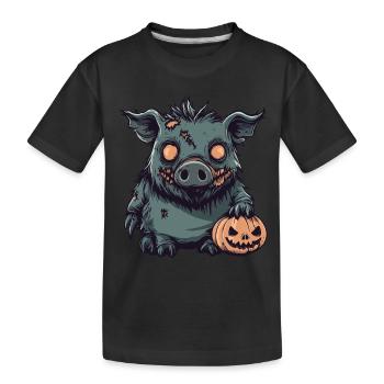 Cochon Halloween Zombie Sanglier - T-shirt bio Premium Enfant - noir - Devant