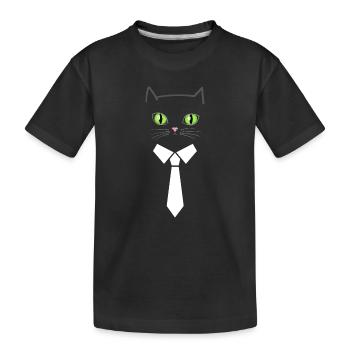 Business cat - Kids' Premium Organic T-Shirt - black - Front
