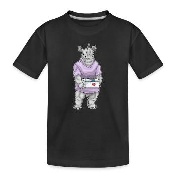 Trousse de premiers secours pour infirmière rhinocéros - T-shirt bio Premium Enfant - noir - Devant