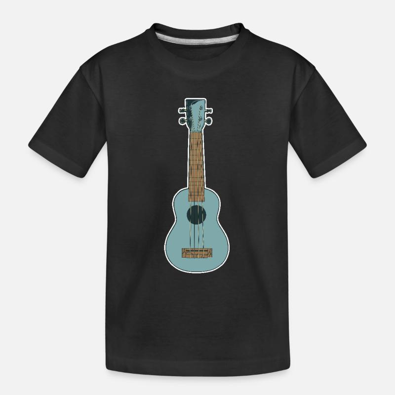 Retro Ukulele - Kinder Premium Bio T-Shirt - Schwarz