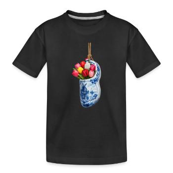 Tulipes dans un sabot bleu de Delft - T-shirt bio Premium Enfant - noir - Devant