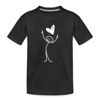 Stick figure "Love" (with heart) - Kids' Premium Organic T-Shirt - black - Front