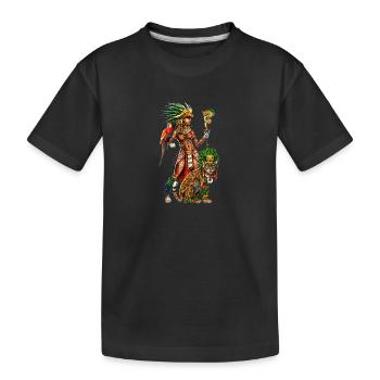 Aztekische Jaguar Kriegerin - Kinder Premium Bio T-Shirt - Schwarz - Vorne