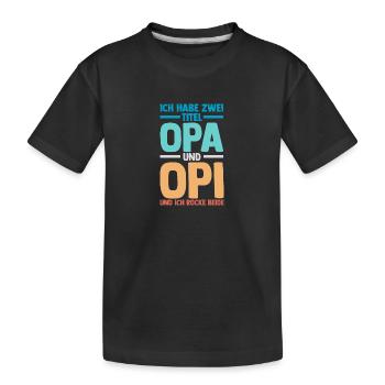 J’ai deux titres : Papi et Maman - T-shirt bio Premium Enfant - noir - Devant