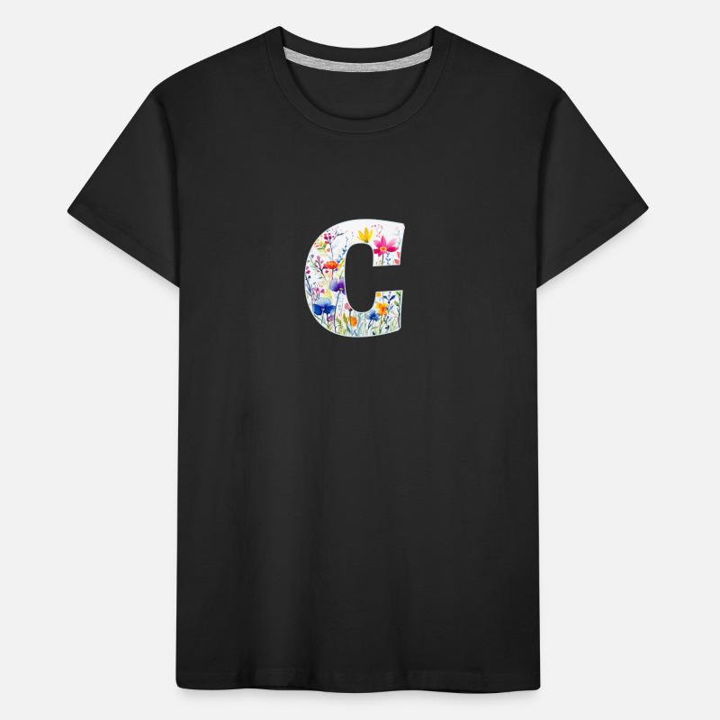 Letter C, Monogram, Floral Pattern Kids' Premium Organic T-Shirt