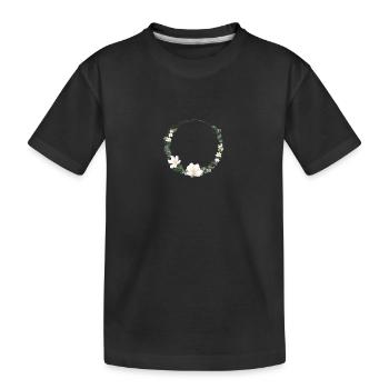 Eukalyptus-Kranz- Blumen personalisierbar - Kinder Premium Bio T-Shirt - Schwarz - Vorne