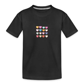 Colorful funny hearts, customizable - Kids' Premium Organic T-Shirt - black - Front