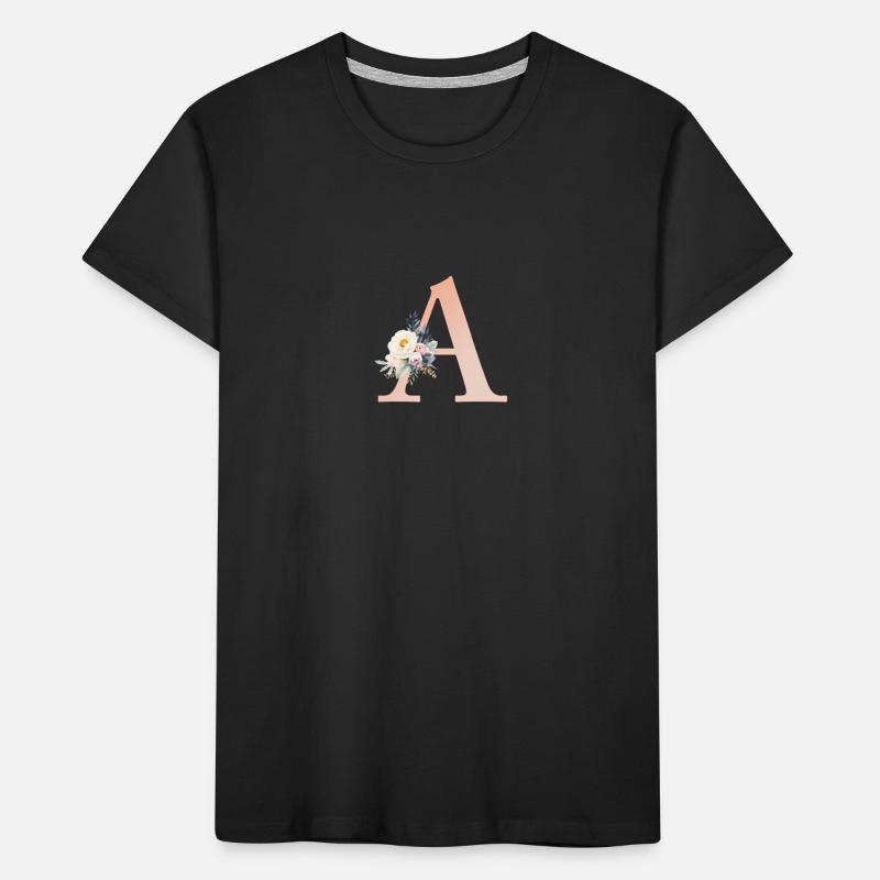 A Monogram, Floral, Boho Kids' Premium Organic T-Shirt