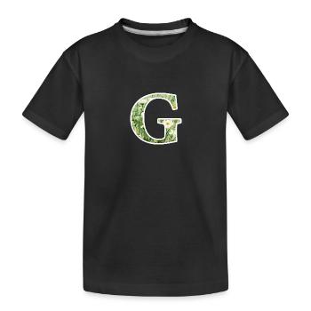 Letter G, Monogram, Floral Pattern - Kids' Premium Organic T-Shirt - black - Front