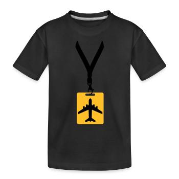 badge line airplane airplane fly pilot holiday tra - Kids' Premium Organic T-Shirt - black - Front