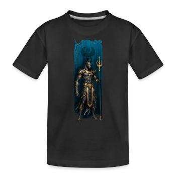 Gardien divin : Anubis avec bâton royal - T-shirt bio Premium Enfant - noir - Devant