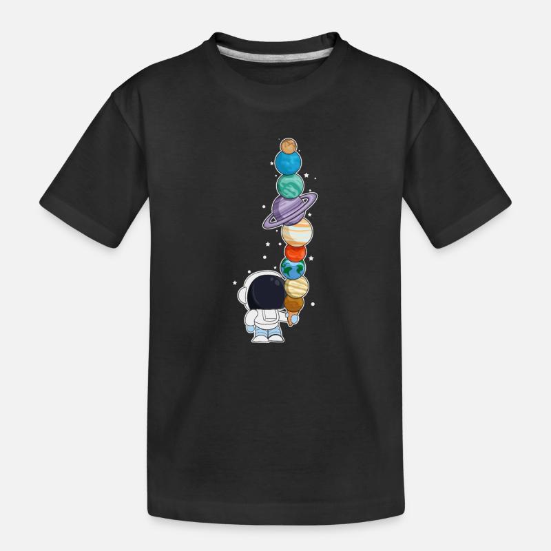 Astronaut mit Eis - Kinder Premium Bio T-Shirt - Schwarz