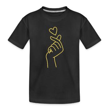 Signe de la main en forme de cœur d’or - T-shirt bio Premium Enfant - noir - Devant