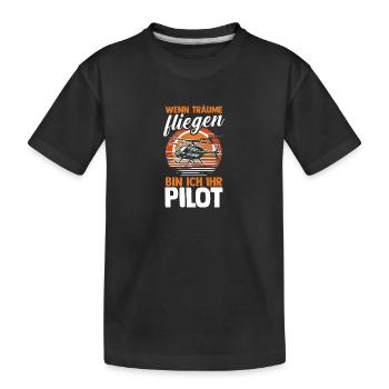 Pilot Fliegen Flieger Helikopter Hubschrauber - Kinder Premium Bio T-Shirt - Schwarz - Vorne