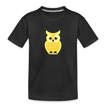 Eule gelb - Kinder Premium Bio T-Shirt - Schwarz - Vorne