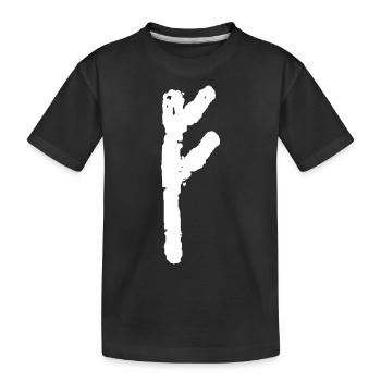 Elder Futhark Rune Fehu - Letter F - Kids' Premium Organic T-Shirt - black - Front