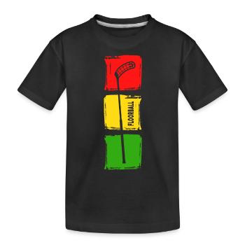 floorball unihockey floorballer - Kinder Premium Bio T-Shirt - Schwarz - Vorne