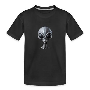 Realistic Grey Alien Extraterrestrial Being - Kids' Premium Organic T-Shirt - black - Front