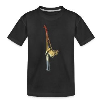 Vintage Angelrute - Kinder Premium Bio T-Shirt - Schwarz - Vorne