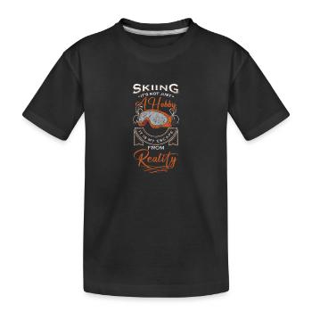 Skiers Skis Downhill Skiing Holidays - Kids' Premium Organic T-Shirt - black - Front