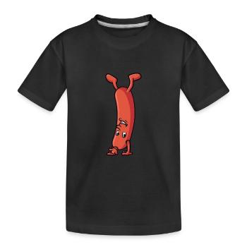 Saucisse qui fait un support à main - T-shirt bio Premium Enfant - noir - Devant